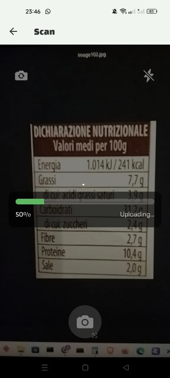 Luminatens app screen - Product Scan